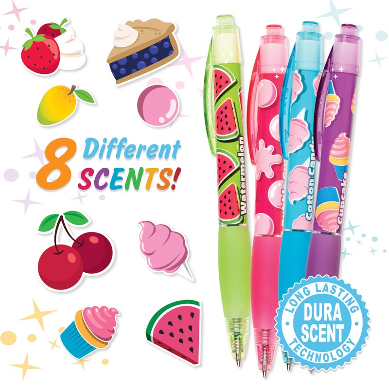 Scentco Glitter Gel Smens - Patented Gourmet Scented Colored Glitter Gel Ink Pens, Medium Point, 8 Count - Fun, Cute, Cool, Smelly Pens for Kids - Image 3